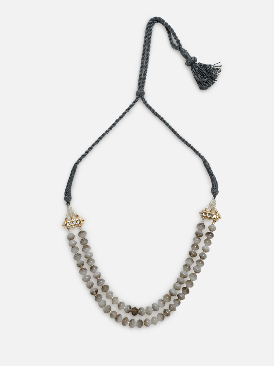 Grey and Gold Natural Stones Necklace with Kundan from Dugristyle Ruhaniyat By Dugran