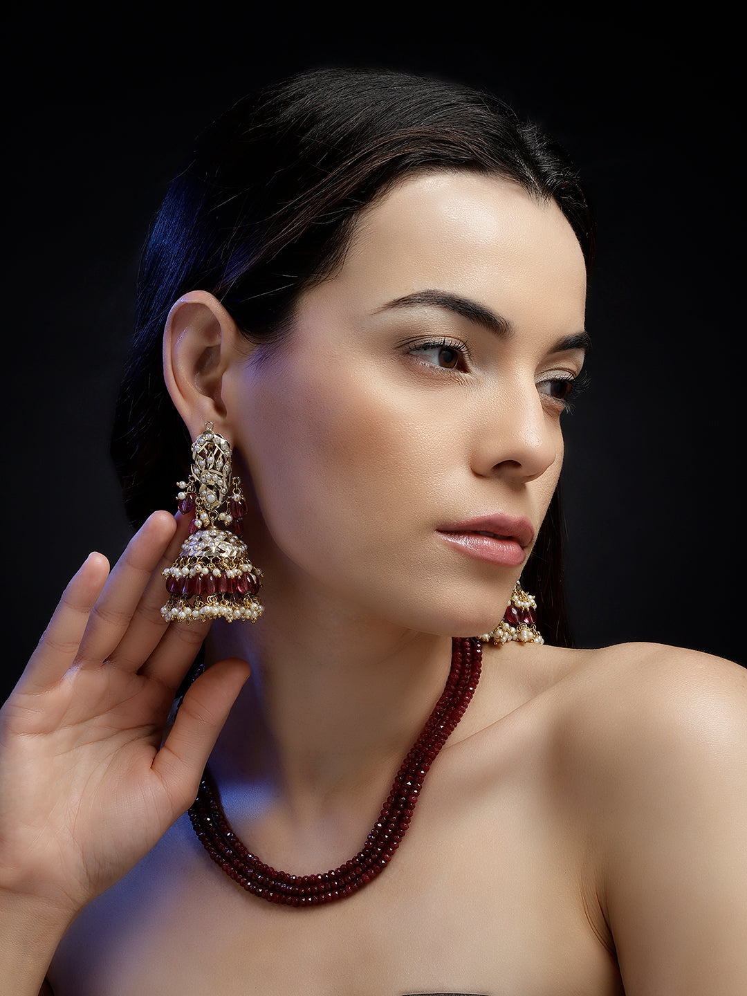 Red and Gold Small Natural Stones Necklace from Dugristyle Ruhaniyat By Dugran