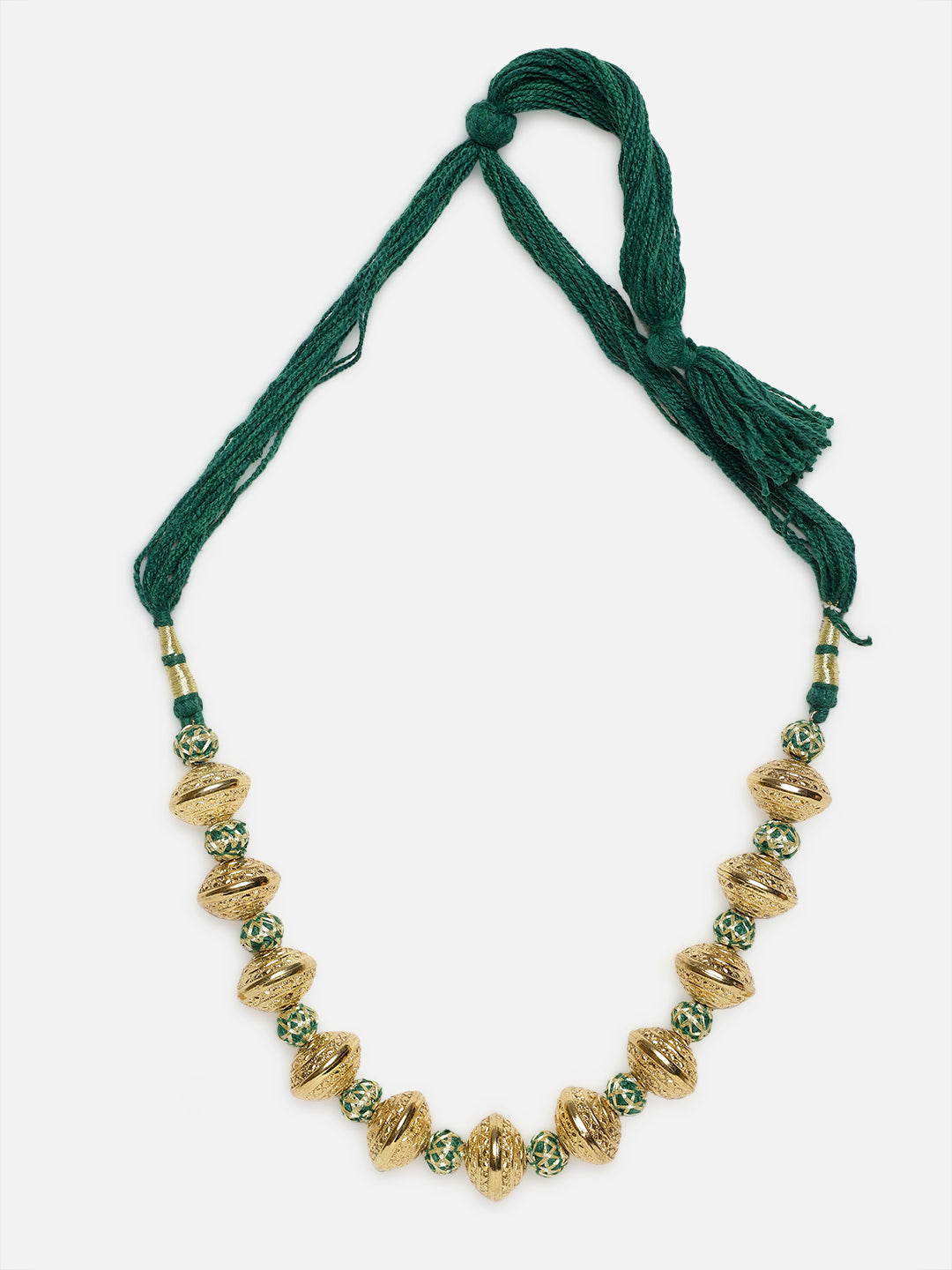 Green and Gold Natural Stones Necklace with Handmade Balls from Dugristyle Ruhaniyat By Dugran