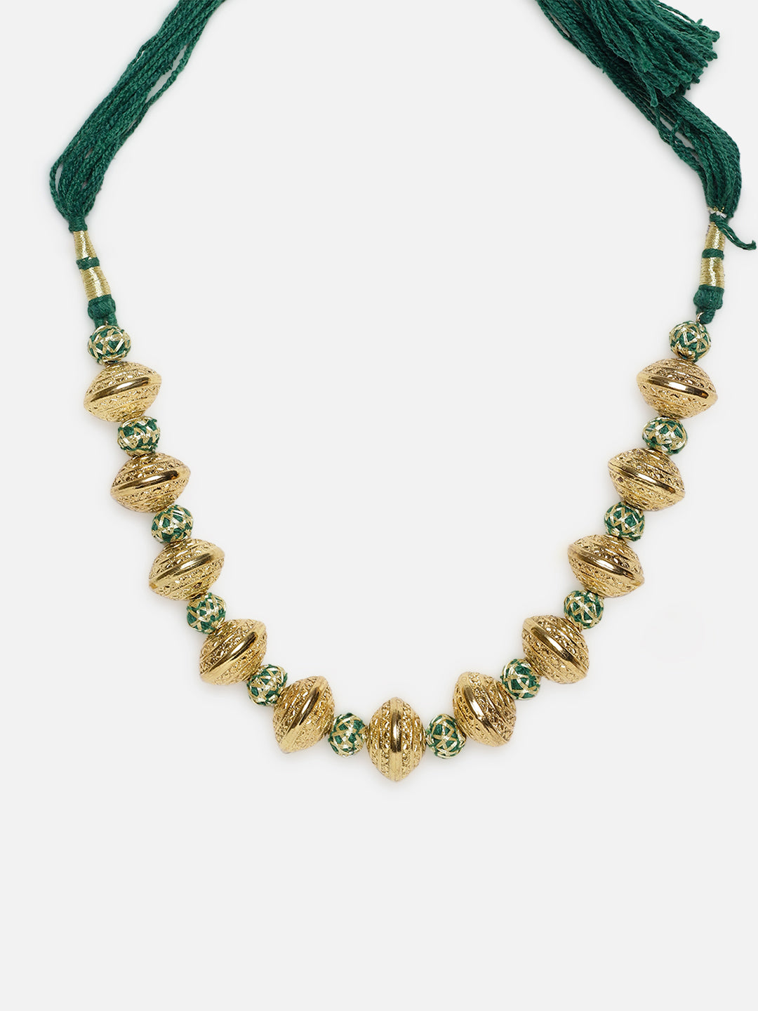 Green and Gold Natural Stones Necklace with Handmade Balls from Dugristyle Ruhaniyat By Dugran
