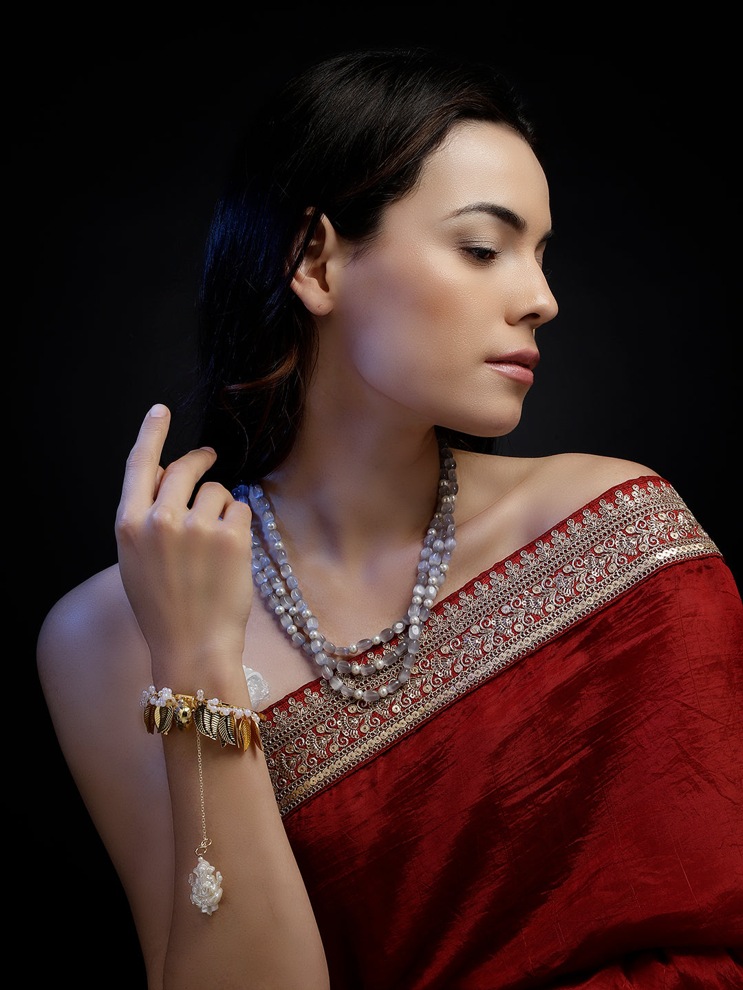 Grey and Gold Natural Stones Necklace from Dugristyle Ruhaniyat By Dugran