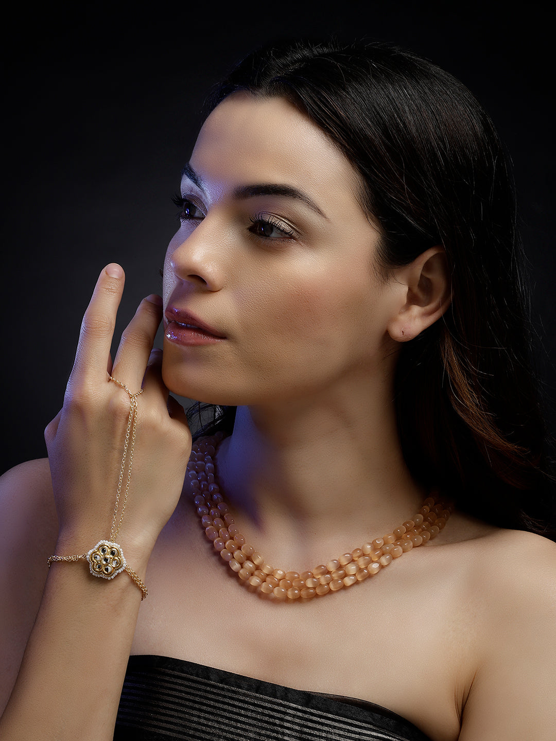 Peach and Red Natural Stones Necklace from Dugristyle Ruhaniyat By Dugran