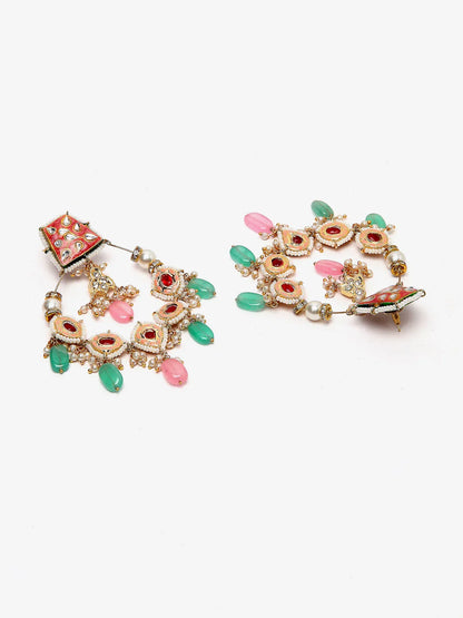 Red and White Meenakari Earring chandbala from Dugristyle Ruhaniyat By Dugran