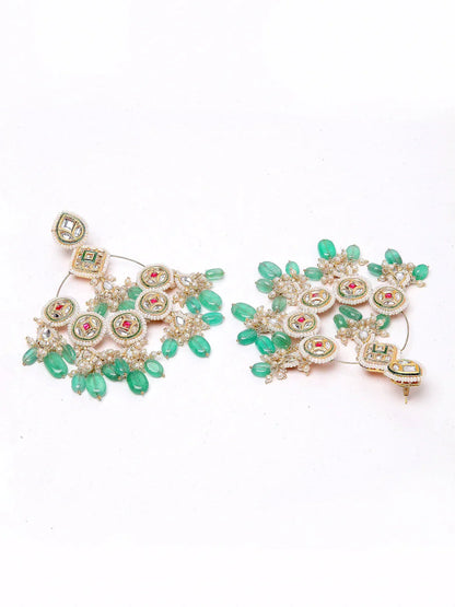 Red and White Kundan chandbala earring from Dugristyle Ruhaniyat By Dugran