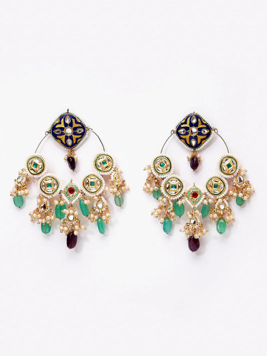 Blue and Green Meenakari Earring chandbala from Dugristyle Ruhaniyat By Dugran