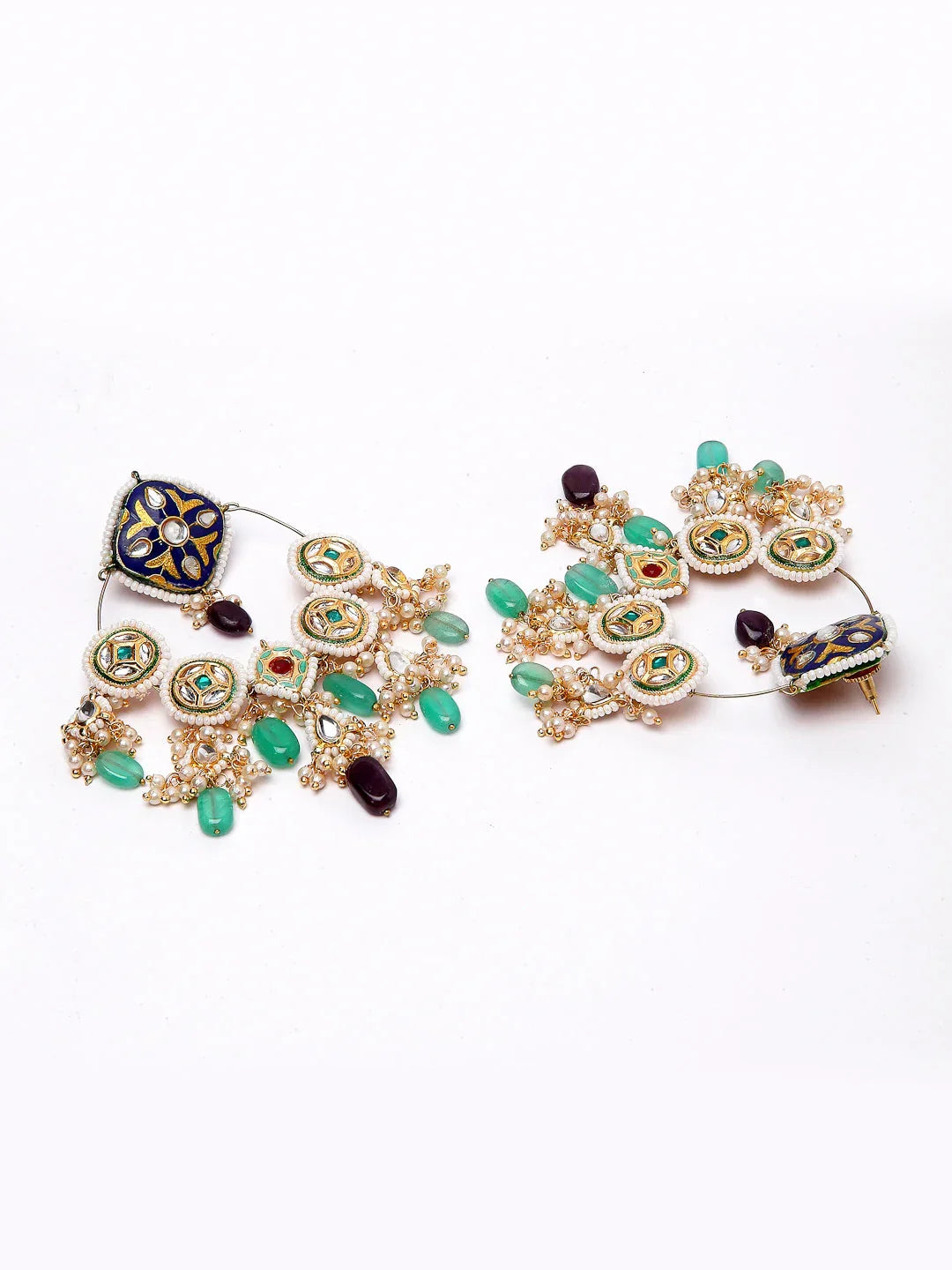 Blue and Green Meenakari Earring chandbala from Dugristyle Ruhaniyat By Dugran