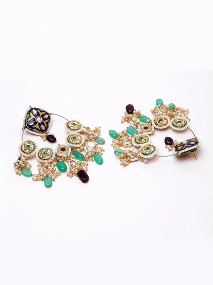 Blue and Green Meenakari Earring chandbala from Dugristyle Ruhaniyat By Dugran