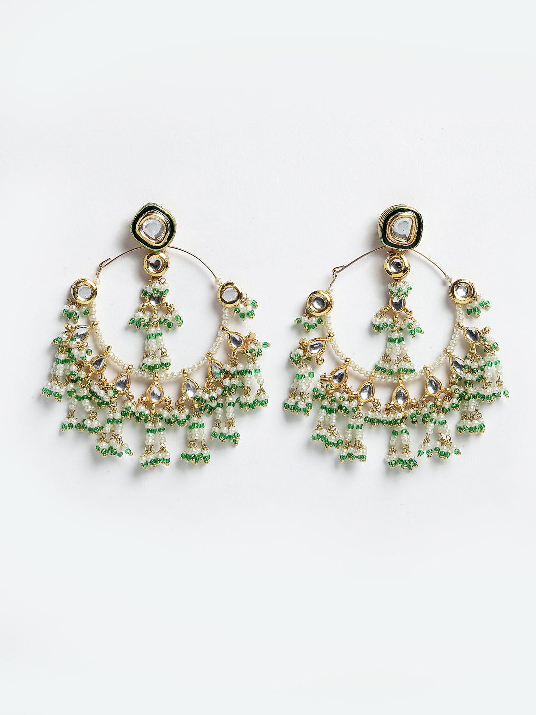 Green and White Kundan Chandbala Earring from Dugristyle Ruhaniyat By Dugran