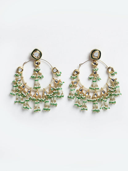 Green and White Kundan Chandbala Earring from Dugristyle Ruhaniyat By Dugran
