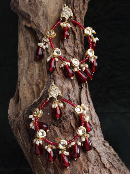 Red and Gold Kundan Chand Bali Earring from Dugristyle Ruhaniyat By Dugran