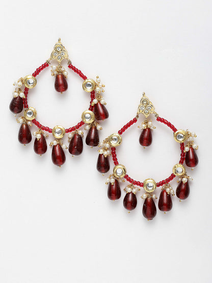 Red and Gold Kundan Chand Bali Earring from Dugristyle Ruhaniyat By Dugran