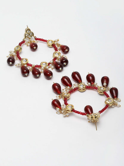 Red and Gold Kundan Chand Bali Earring from Dugristyle Ruhaniyat By Dugran