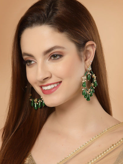 Green and Gold Kundan Chand Bali Earring from Dugristyle Ruhaniyat By Dugran