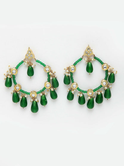 Green and Gold Kundan Chand Bali Earring from Dugristyle Ruhaniyat By Dugran