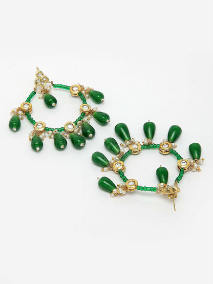 Green and Gold Kundan Chand Bali Earring from Dugristyle Ruhaniyat By Dugran