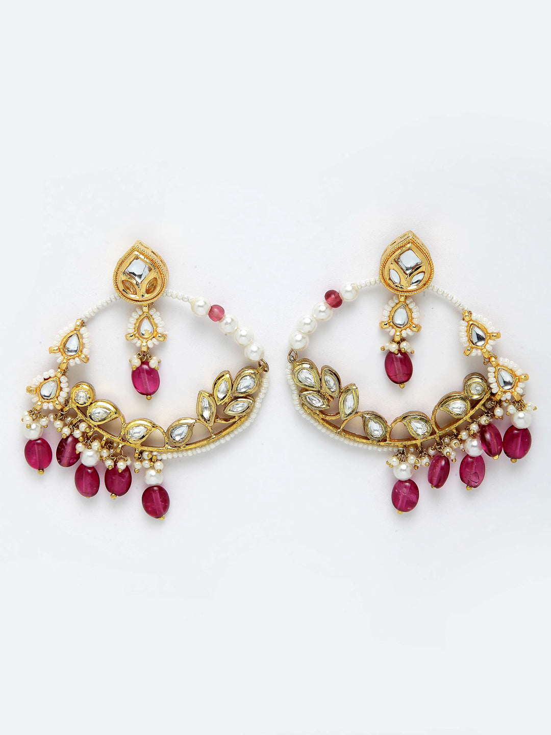 Pink and Gold Kundan Chand Bali Earring from Dugristyle Ruhaniyat By Dugran