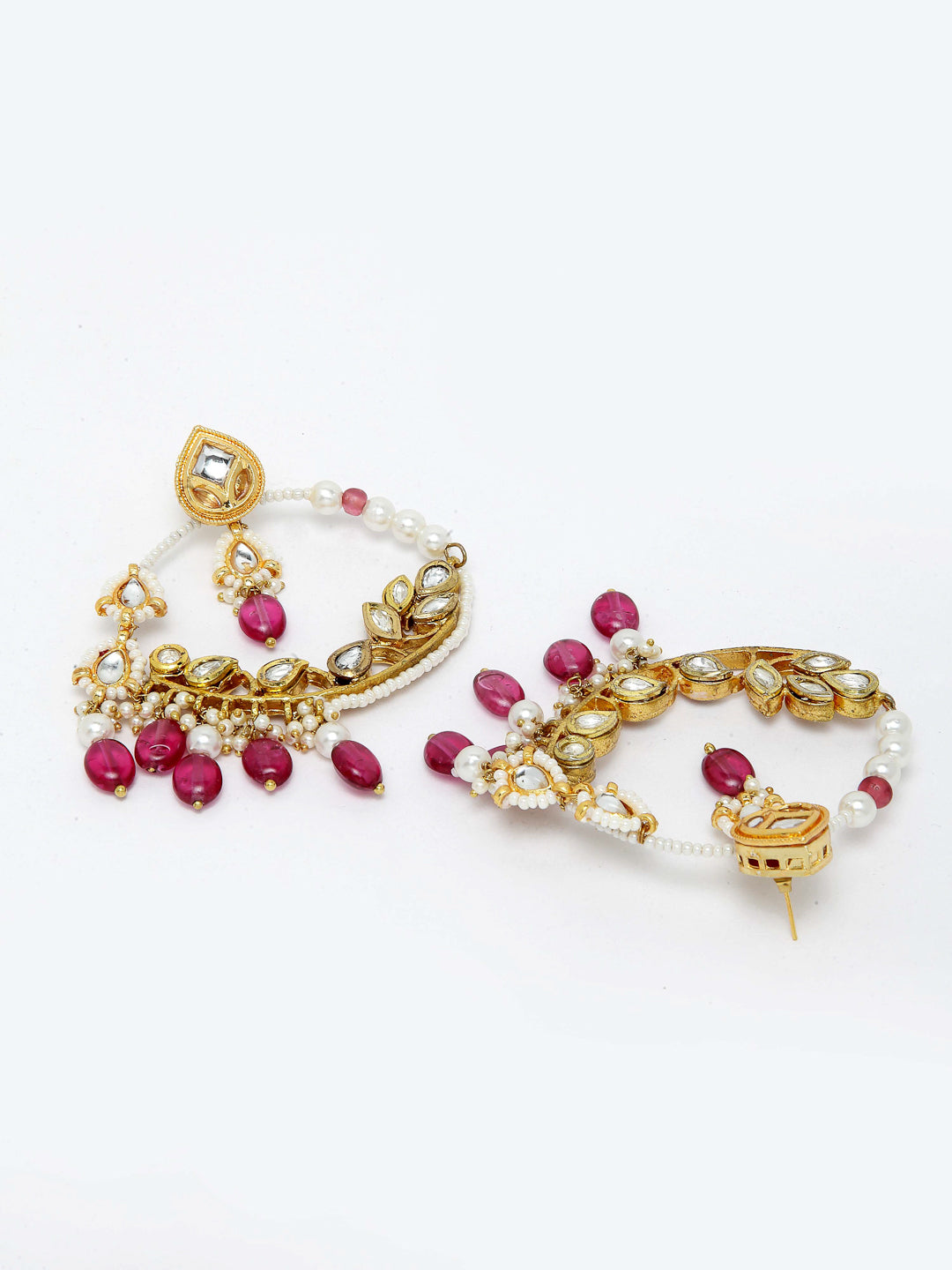 Pink and Gold Kundan Chand Bali Earring from Dugristyle Ruhaniyat By Dugran