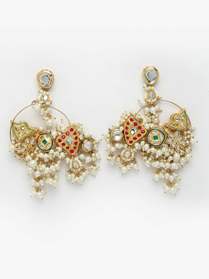 Green and Red Kundan Chand Bali Earring from Dugristyle Ruhaniyat By Dugran