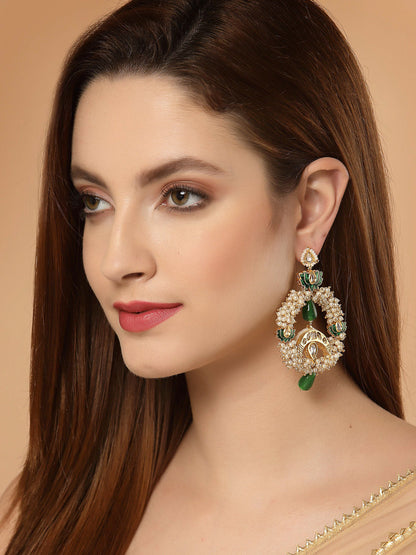 Green and Gold Kundan Chand Bali Earring from Dugristyle Ruhaniyat By Dugran