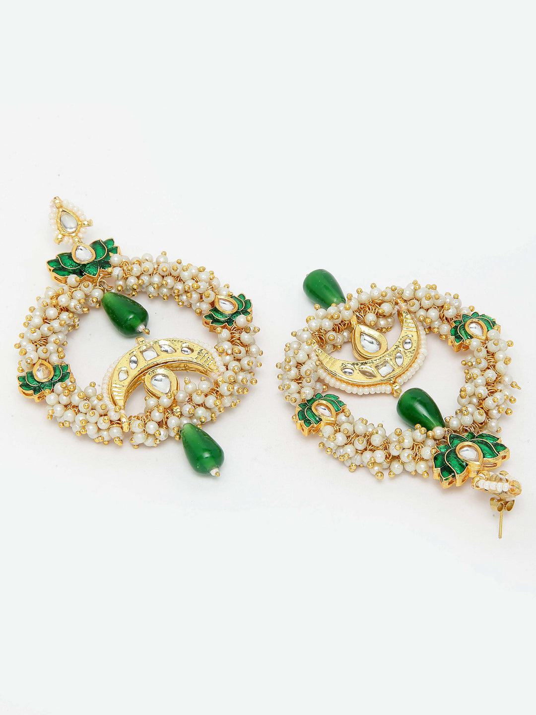 Green and Gold Kundan Chand Bali Earring from Dugristyle Ruhaniyat By Dugran