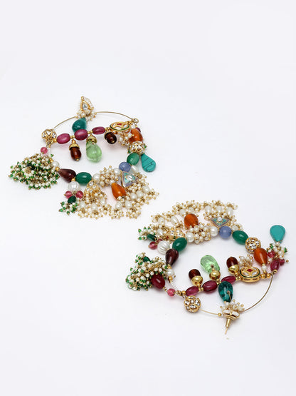 Pink and Blue Kundan Chand Bali Earring from Dugristyle Ruhaniyat By Dugran
