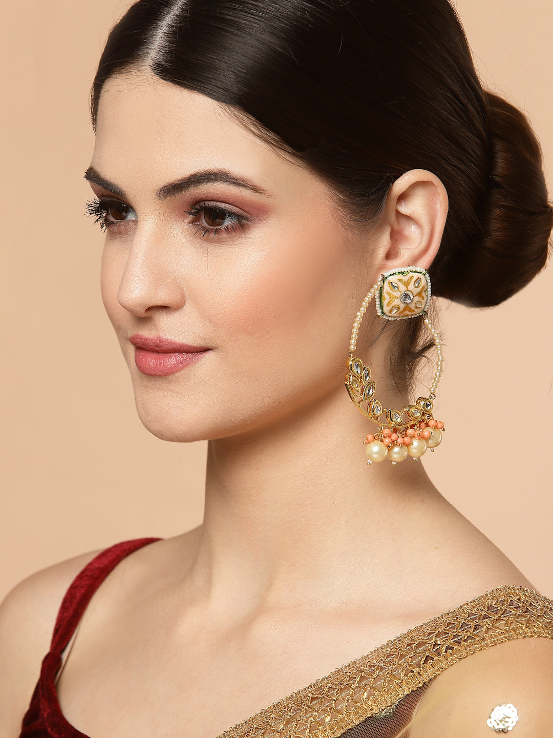 Pink and Peach Meenakari Earring from Dugristyle Ruhaniyat By Dugran