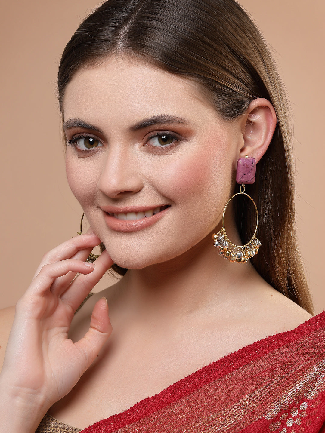 Pink and Gold Ghungroo Earring from Dugristyle Ruhaniyat By Dugran