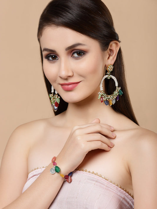 Green and Yellow Kundan Earring from Dugristyle Ruhaniyat By Dugran