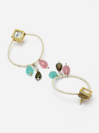 Pink and Blue Kundan Chand Bali from Dugristyle Ruhaniyat By Dugran