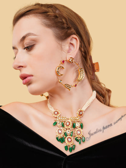 Maroon and Gold Kundan Earring in Chandbali style from Dugristyle Ruhaniyat By Dugran