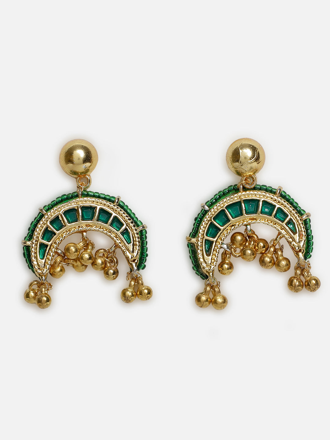 Green and Gold Green Kundan Small Earrings from Dugristyle Ruhaniyat By Dugran