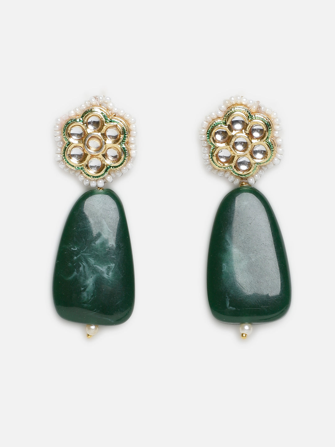 Green and Gold Kundan Earring with Raisin Stone from Dugristyle Ruhaniyat By Dugran