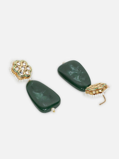Green and Gold Kundan Earring with Raisin Stone from Dugristyle Ruhaniyat By Dugran