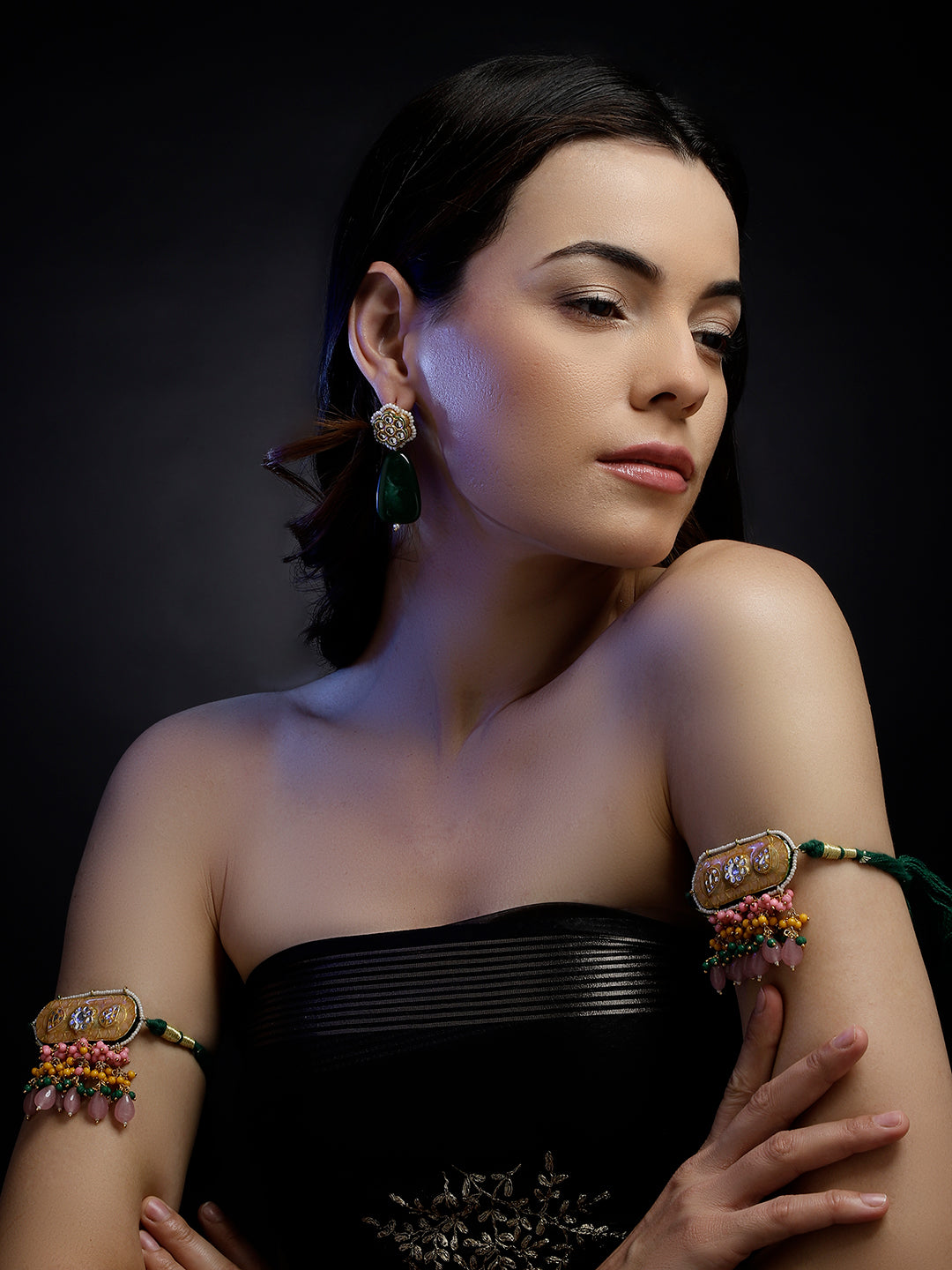 Green and Gold Kundan Earring with Raisin Stone from Dugristyle Ruhaniyat By Dugran