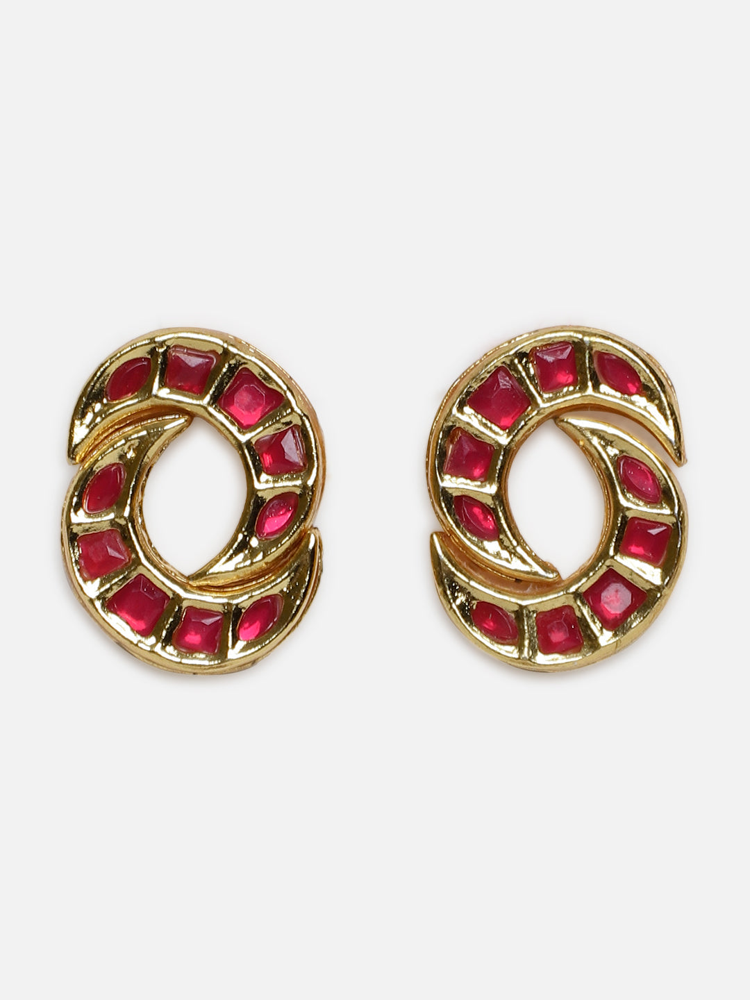 Red and Gold Red Kundan Stud type earrings from Dugristyle Ruhaniyat By Dugran