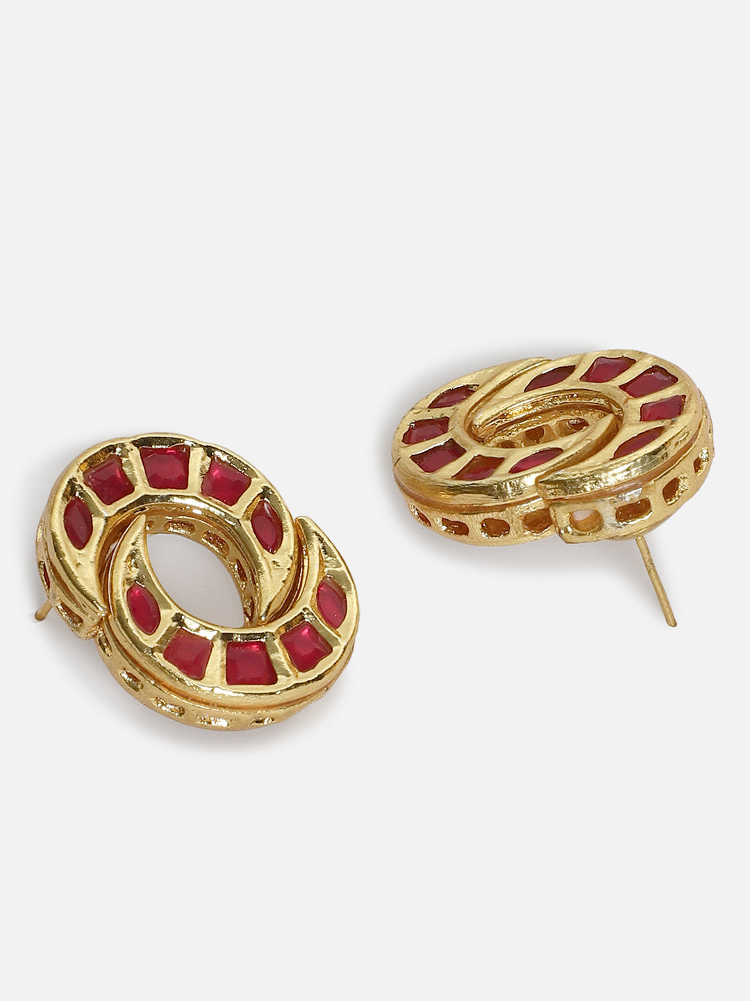 Red and Gold Red Kundan Stud type earrings from Dugristyle Ruhaniyat By Dugran
