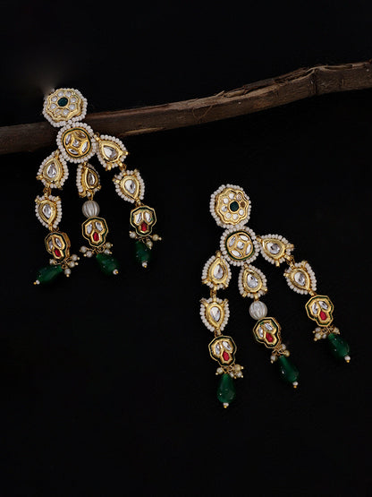 Green and Red Kundan Earring from Dugristyle Ruhaniyat By Dugran