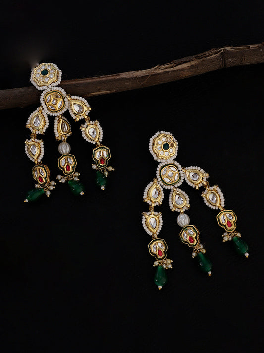 Green and Red Kundan Earring from Dugristyle Ruhaniyat By Dugran