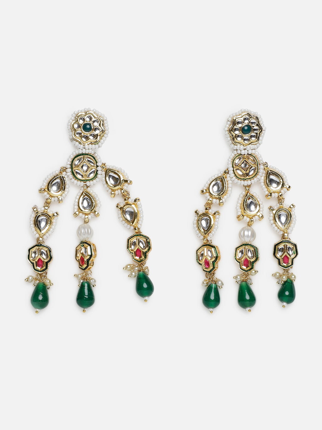 Green and Red Kundan Earring from Dugristyle Ruhaniyat By Dugran