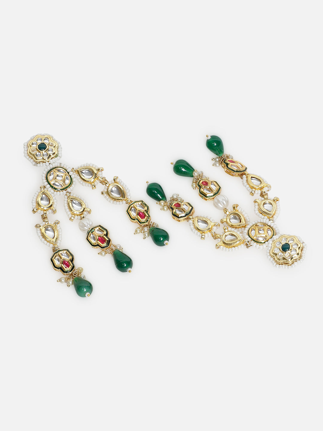 Green and Red Kundan Earring from Dugristyle Ruhaniyat By Dugran