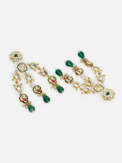 Green and Red Kundan Earring from Dugristyle Ruhaniyat By Dugran