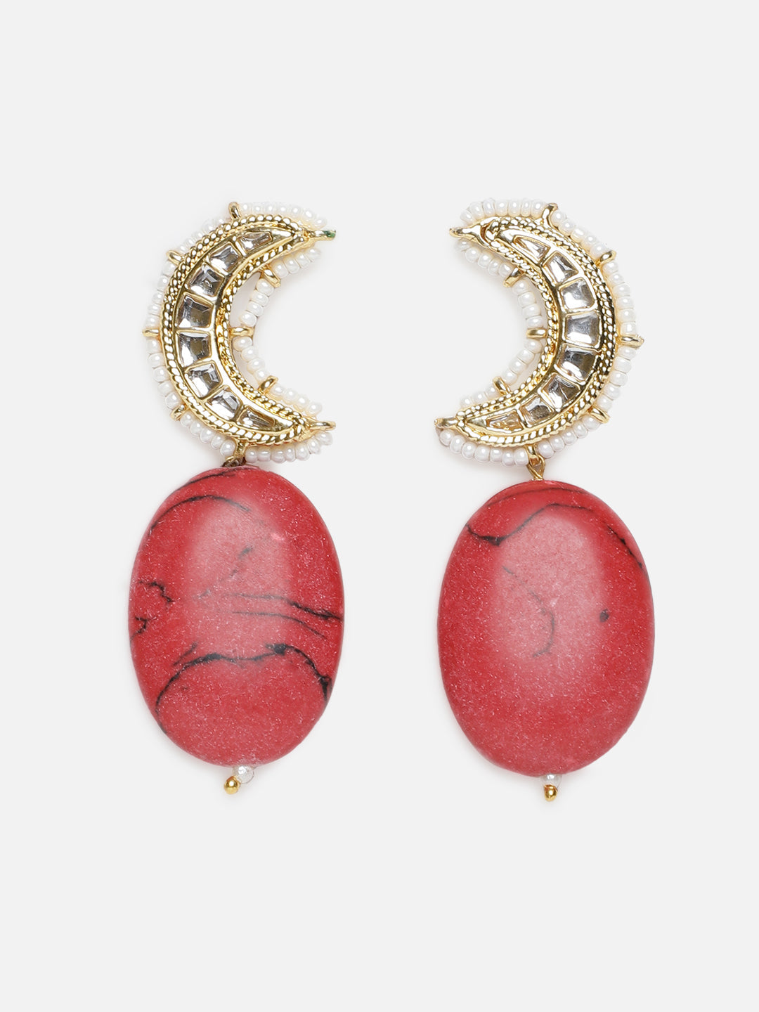Red and Gold Kundan Earring With Natural Stone from Dugristyle Ruhaniyat By Dugran