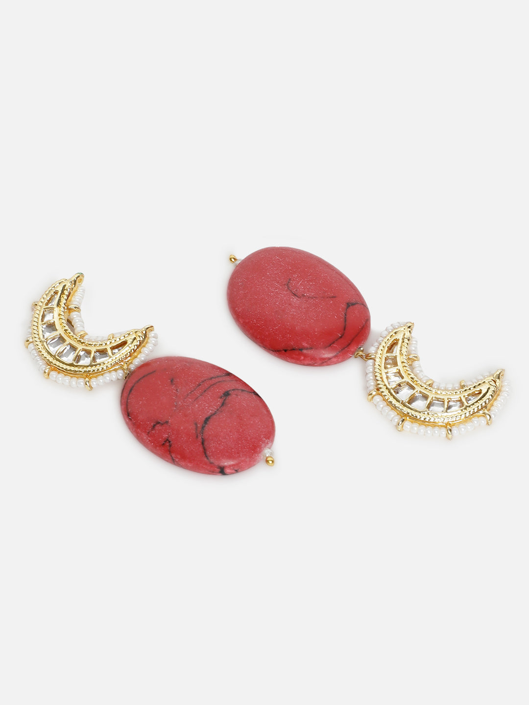 Red and Gold Kundan Earring With Natural Stone from Dugristyle Ruhaniyat By Dugran