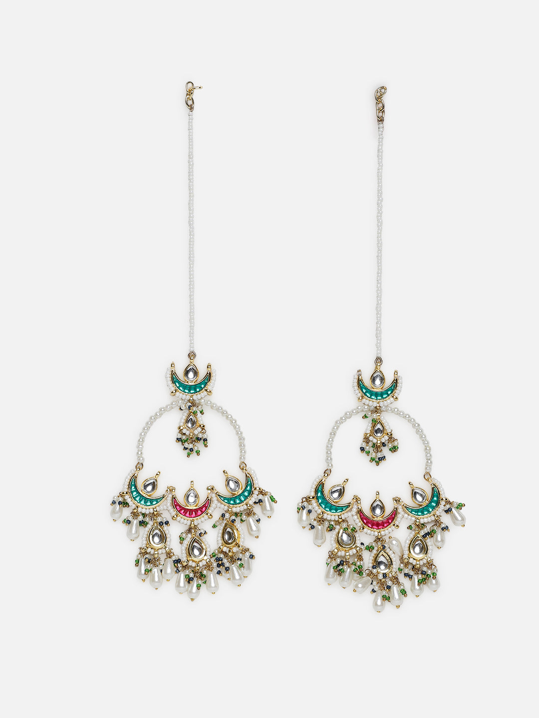 Red and Green Kundan Earring with Kanchain from Dugristyle Ruhaniyat By Dugran