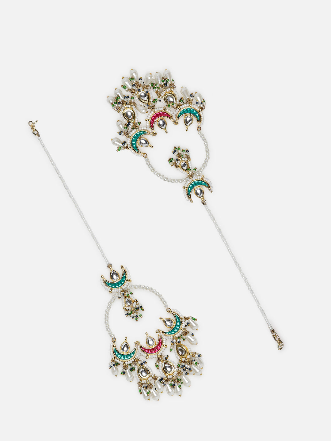 Red and Green Kundan Earring with Kanchain from Dugristyle Ruhaniyat By Dugran