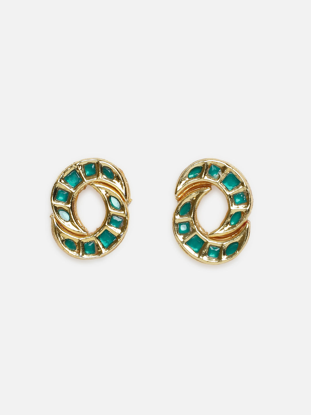 Green and Gold stud shaped Kundan Earring  from Dugristyle Ruhaniyat By Dugran
