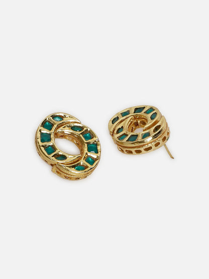 Green and Gold stud shaped Kundan Earring  from Dugristyle Ruhaniyat By Dugran