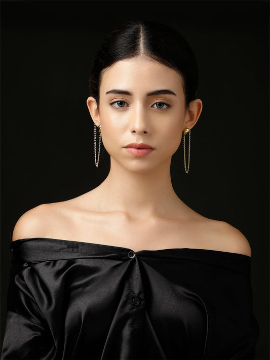 Gold and White Kundan Earring with Kanchain from Dugristyle Ruhaniyat By Dugran