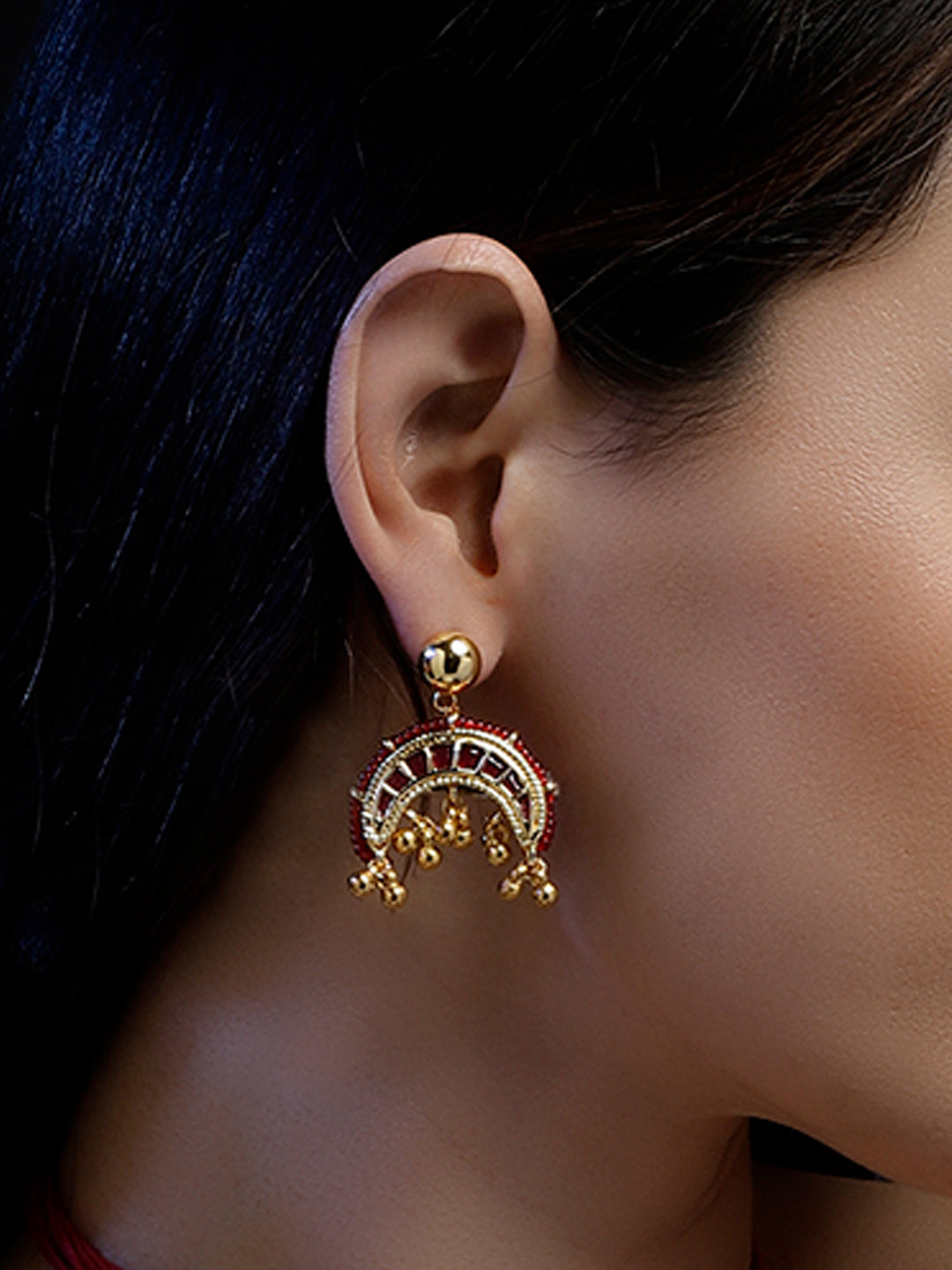 Kundan Earring with Golden Hangings