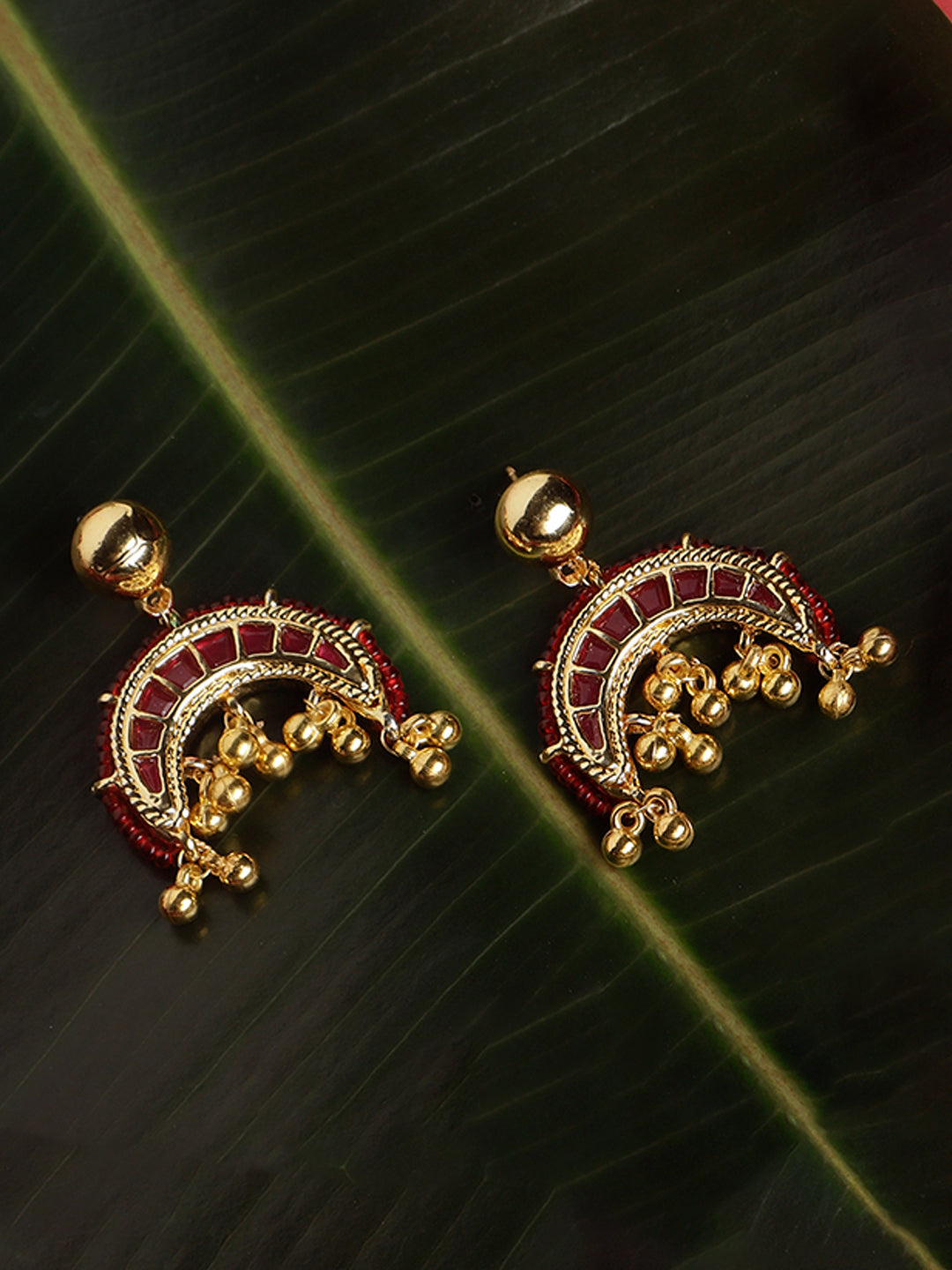 Kundan Earring with Golden Hangings